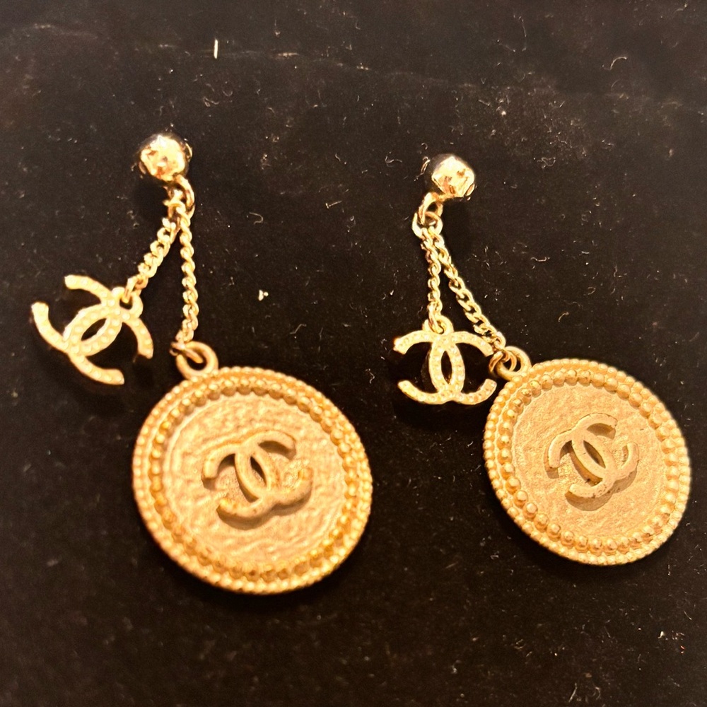 Fashion Jewelry Gold Coin Drop Earrings with Double Charm